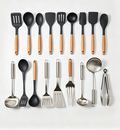 Fezier - Set 35 Utensili Cucina Silicone Acciaio Inox Resistenti al Calore