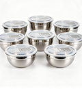 Fezier - Set 8 Ciotole Inox Umite Chef con Coperchi Ermetici e Grattugie